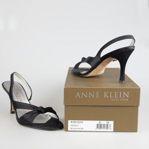 Anne Klein Neville Black Satin Slingback Heel